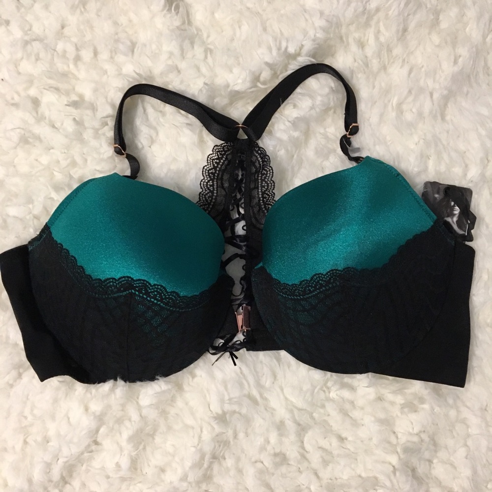38DD Ashley Graham T-Shirt bra, teal with lace